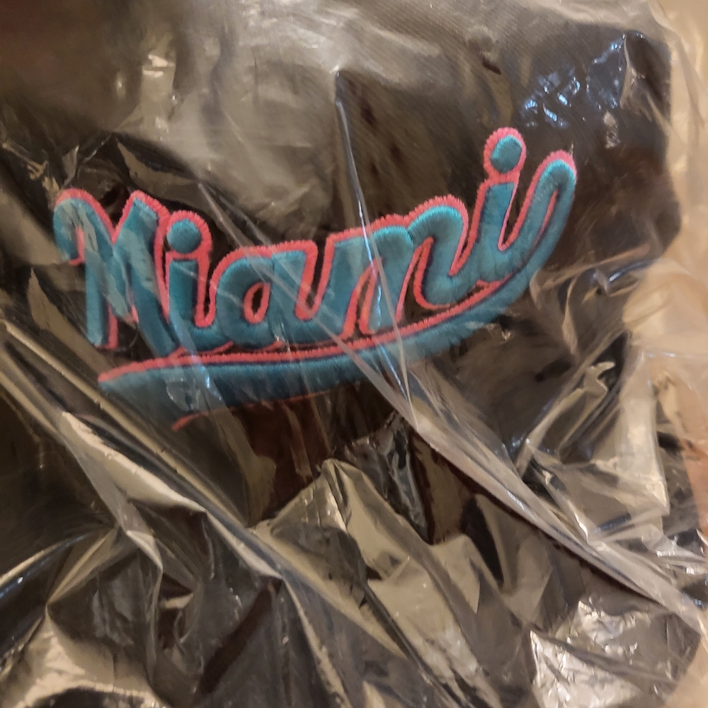 Miami Formula One F1 Vintage Embroidered Black Hat with Teal and Pink Accent